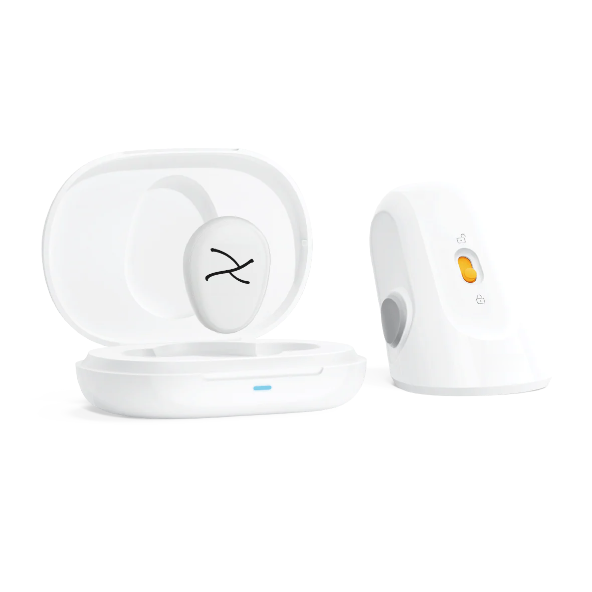 The Yehu CGM sensor, charging case and applicator